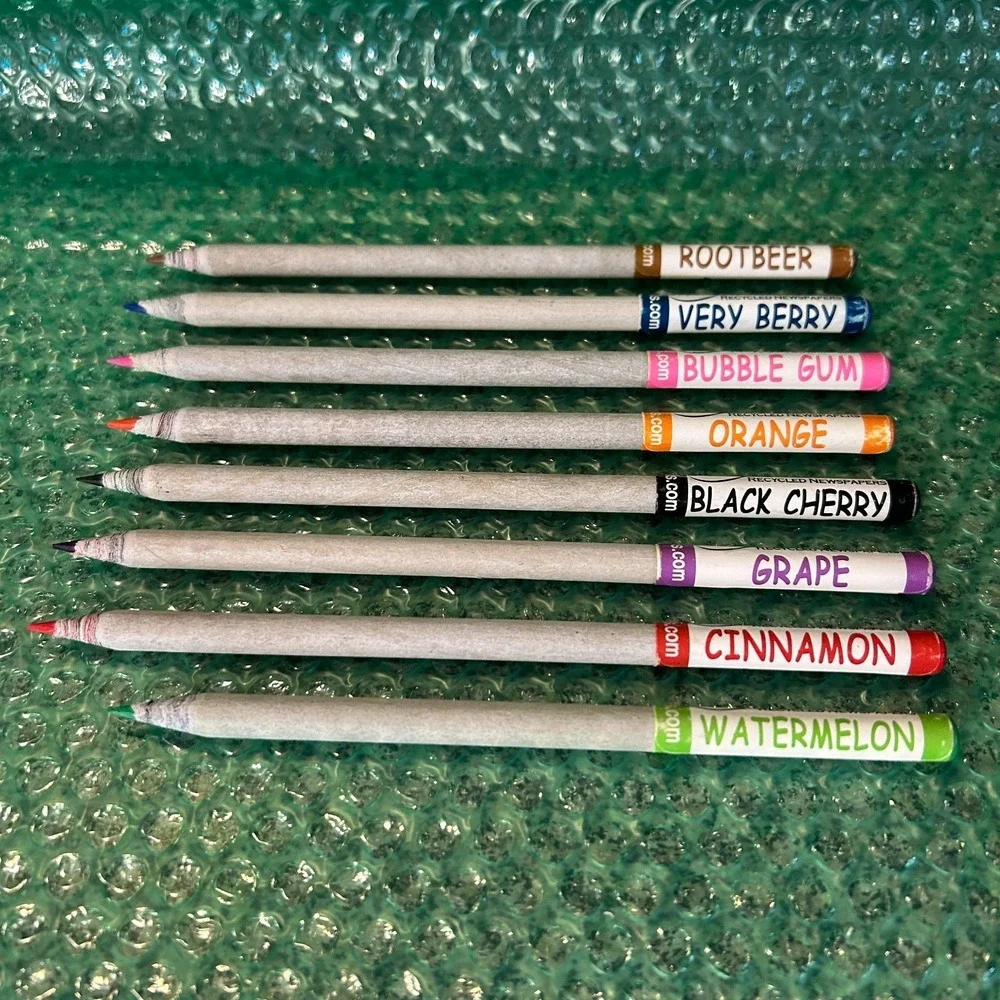 RETRO Colored Smencils Gourmet Scented Pencils Eco Newspaper RARE -Lot of 8- Y2K